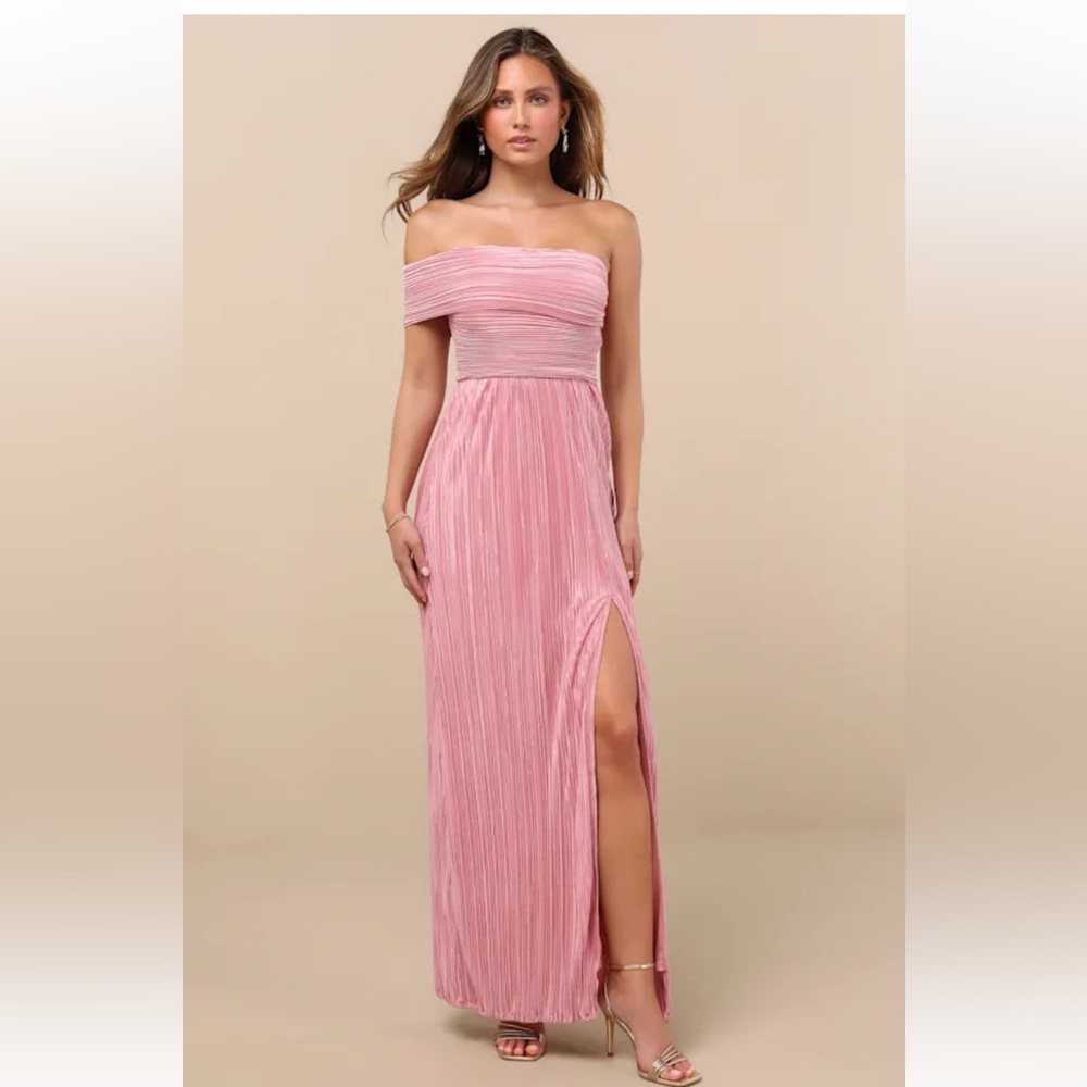 Lulus poised performance pink plisse One-Shoulder Maxi dress size XXL NWOT #3G